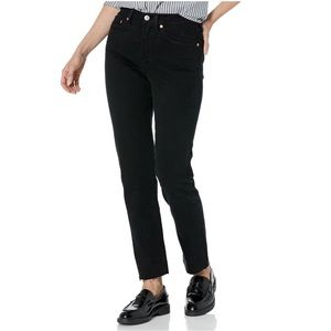 NWT Levi's Women's 501 Original Fit Ankle Jeans Size 32 Black Denim Raw Hem